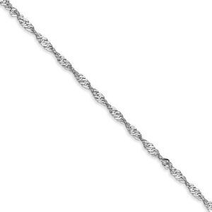 1.6mm 14k White Gold Diamond Cut Singapore Chain Necklace, 16 Inch